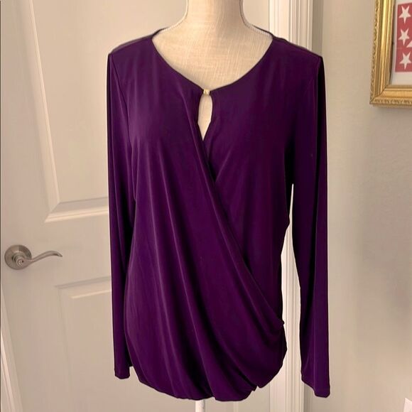 Ivanka Trump Elegant Faux Wrap Keyhole Front Gold Barrel Dep Purple SZ - Picture 1 of 7